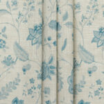 Blooming Spring - Linen Blue Ripple Fold Drapes