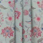 Blooming Spring - Rosy Aqua Ripple Fold Drapes