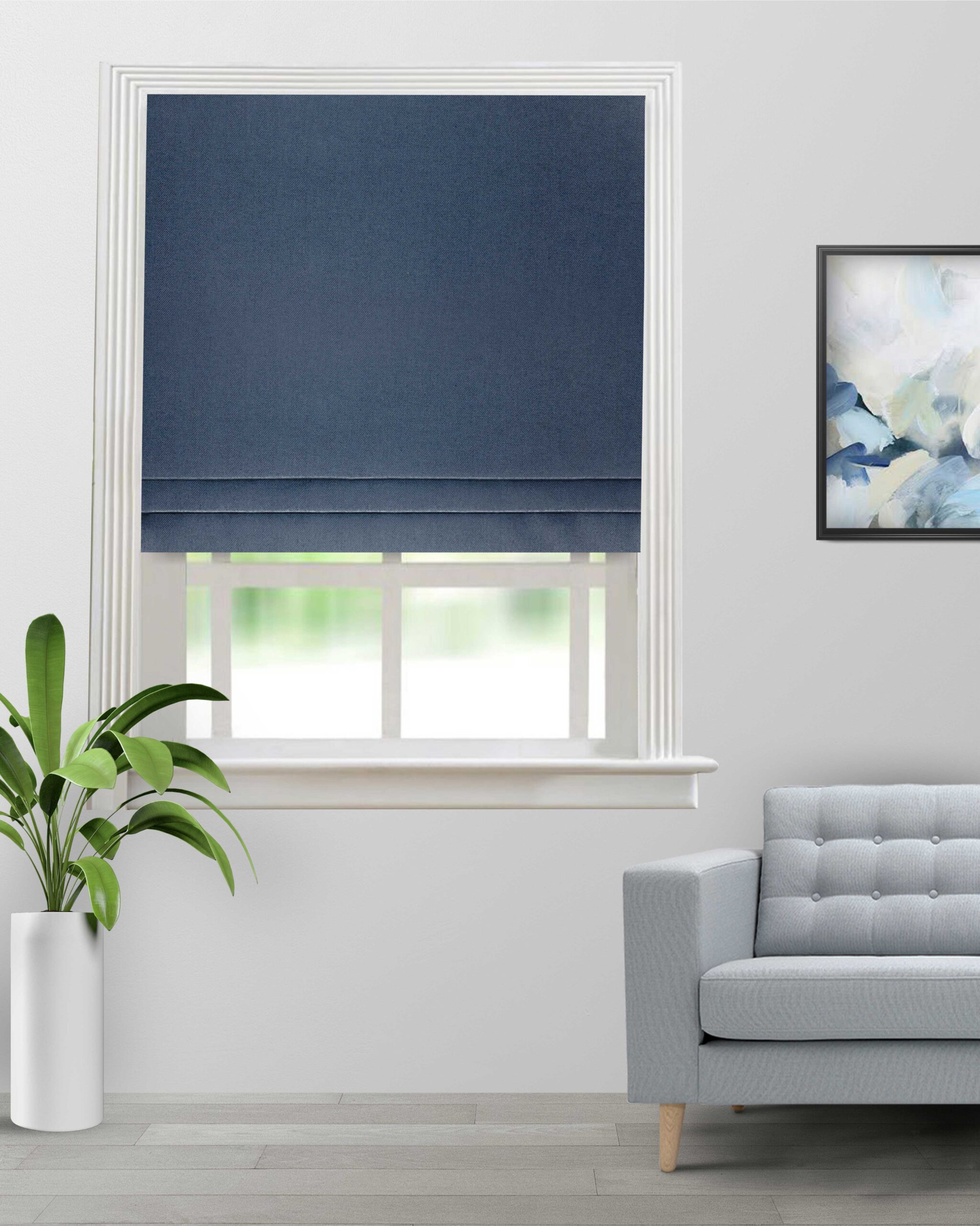 Colonial-Heather-Blue-Roman-Shade-image-scaled-1.jpg Colonial - Heather Blue Color Roman Shades - Image 1