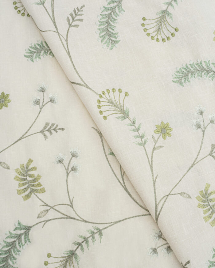 Embroidered Silvy - Sage Green Roman Shades - Image 4