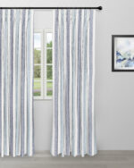 French Stripes - Blue Custom Curtains