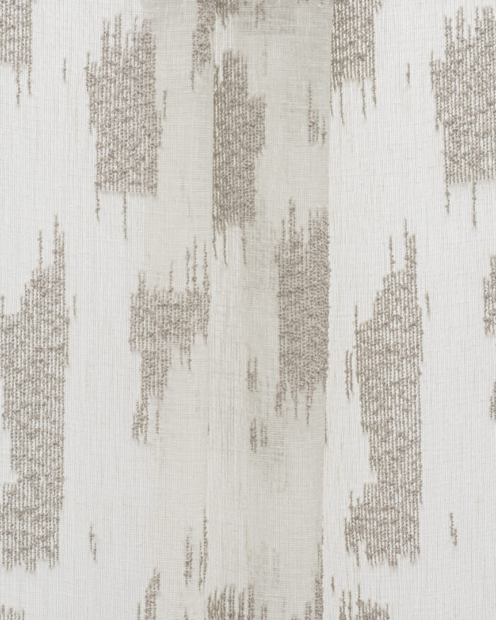Oasis Slub Textured Sheer Ripple Fold Curtains- White/Gray - Image 2