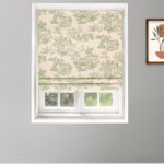 French Toile - Sea Green Roman Shades