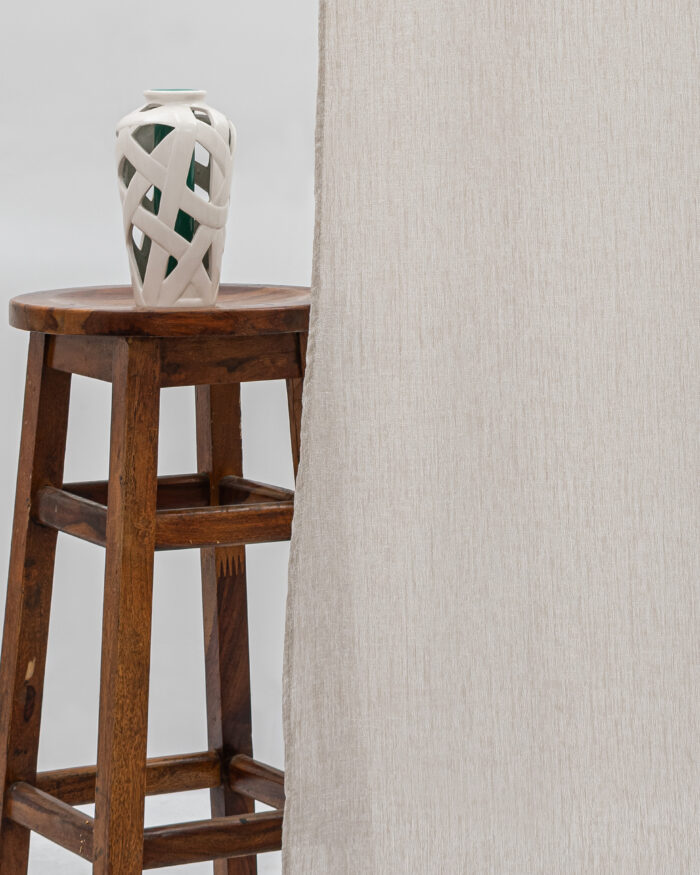 Zara Textured Sheer Ripple Fold Curtains - Buff - Image 1