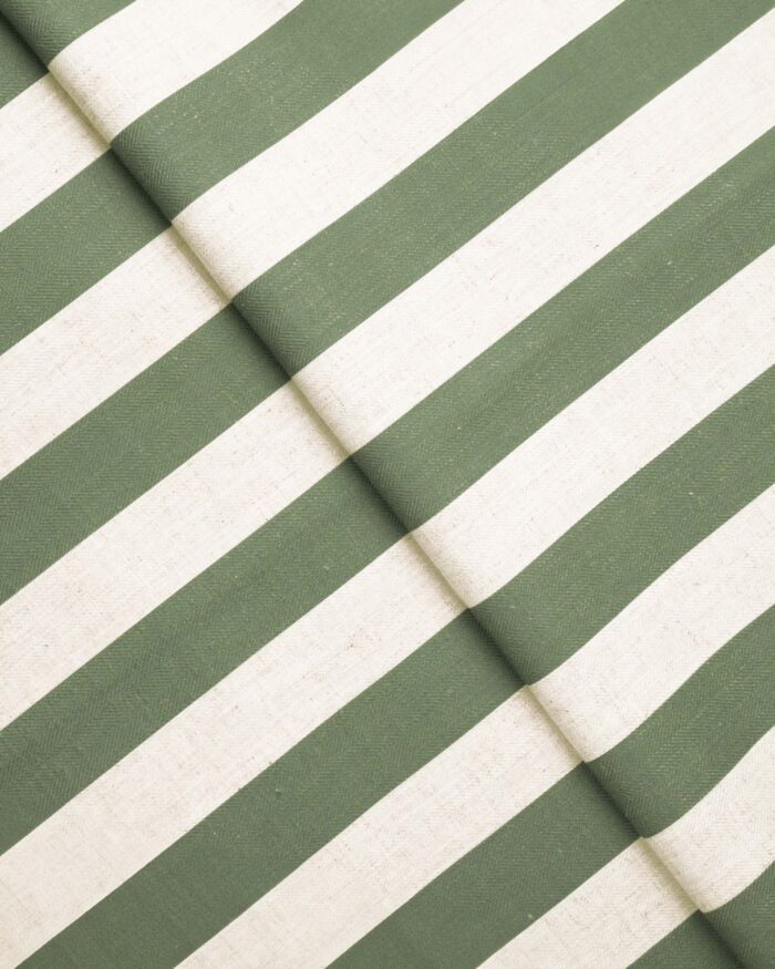 Vintage Linen Stripes - Khaki Green Roman Shades - Image 3