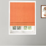 Herringbone Plains - Orange Carrot Roman Shades