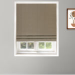 Herringbone Plains - Fossil Coffee Roman Shades
