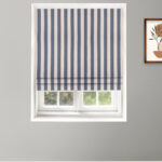 Vintage Linen Stripes - Storm Roman Shades