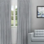 Almond - Dusky Blue Custom Curtains