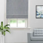 Almond - Dusky Blue Custom Roman Shades