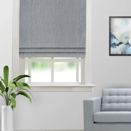 Roman Shades | Almond Dusky Blue - Roman Shade (Webp) | Curtain Avenue