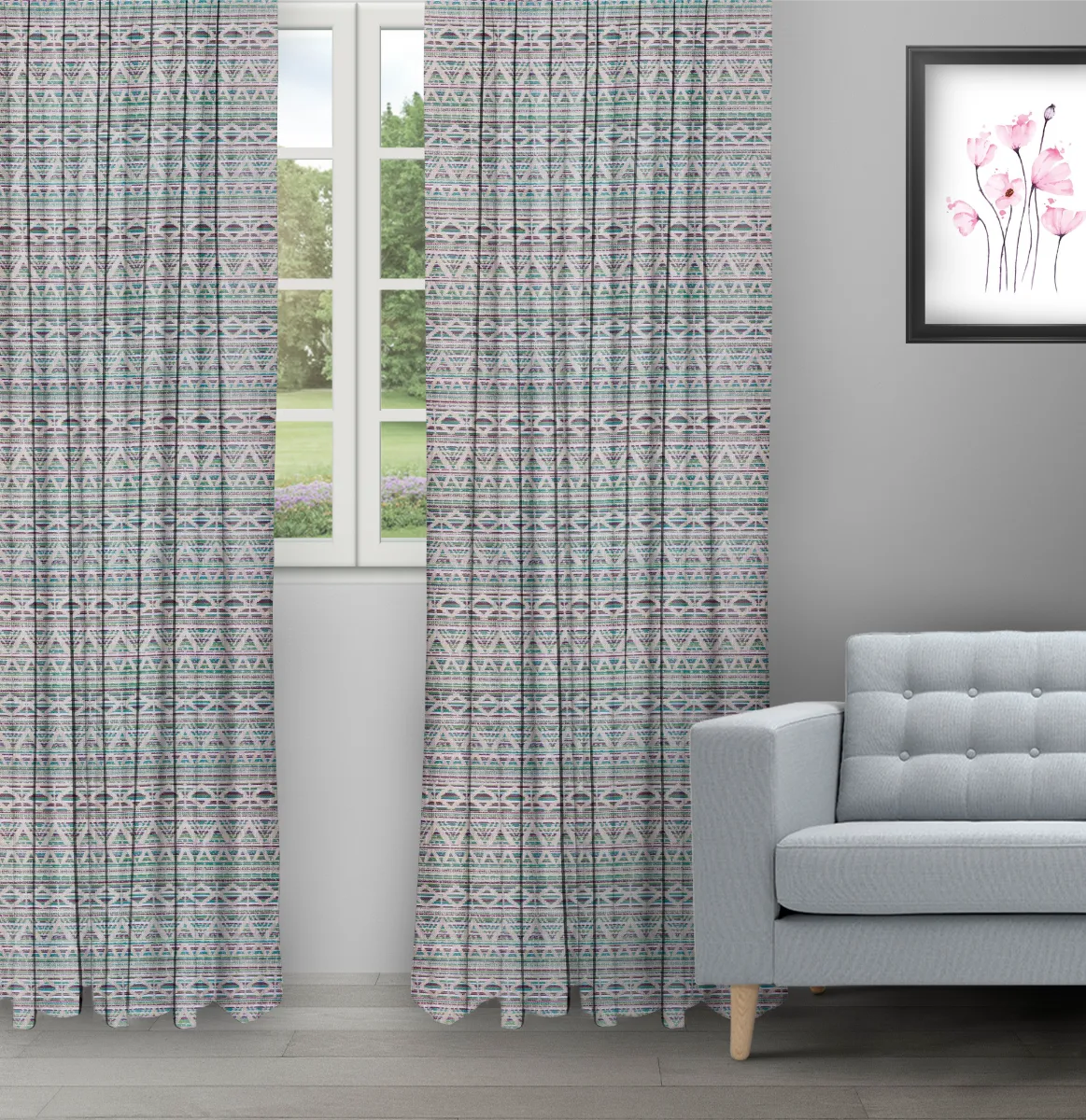 Boho Drapery Sage Green- Ripple Fold image Boho Drapery - Sage Green Ripple fold Drapes - Image 1