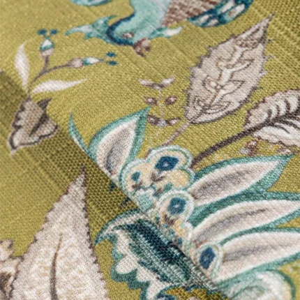 Ripple Fold Drapes | Chelsea Floral Olive - Close up (Webp) | Curtain Avenue