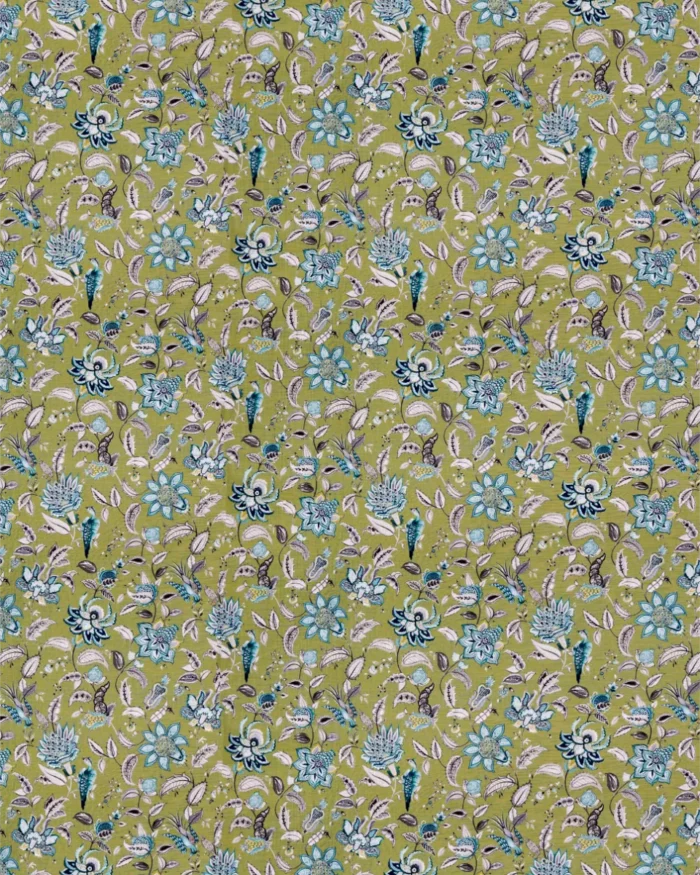 Chelsea Floral - Olive Ripple Fold Drapes - Image 3