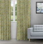 Chelsea Floral - Olive Ripple Fold Drapes