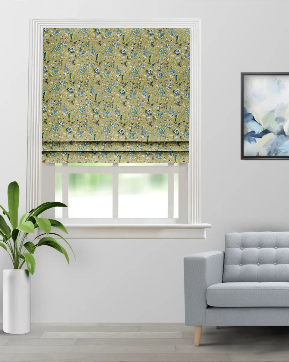 Chelsea Floral Olive - Roman Shade (Webp) Chelsea Floral - Olive Roman Shades - Image 1