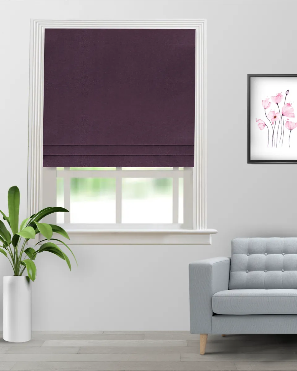 Colonial Plum - Roman Shade (Webp) Colonial - Plum Cotton Roman Shades - Image 1