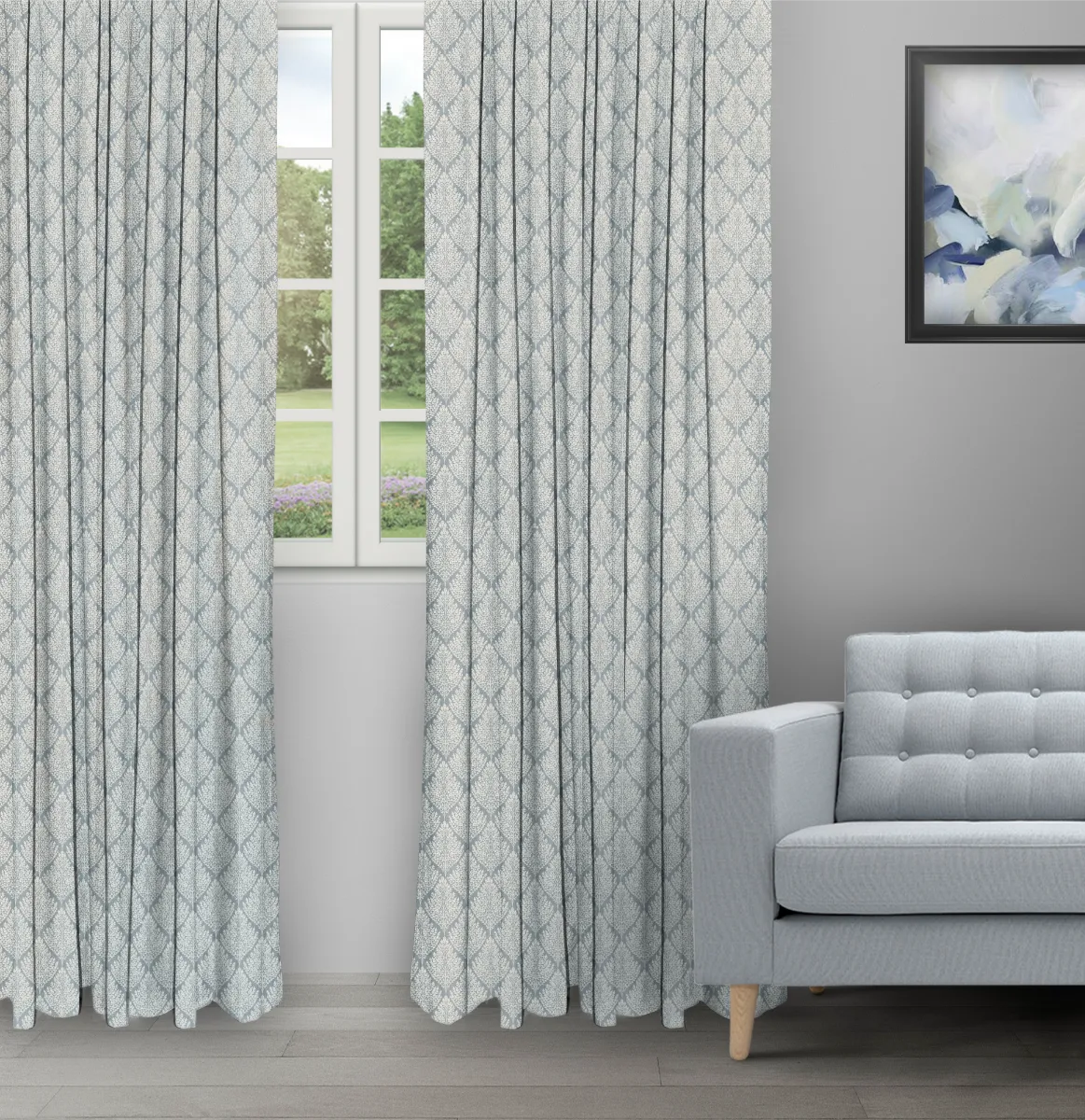 Cotton Husk Sky - Ripple Fold image Cotton Husk - Sky Ripple Fold Drapes - Image 1