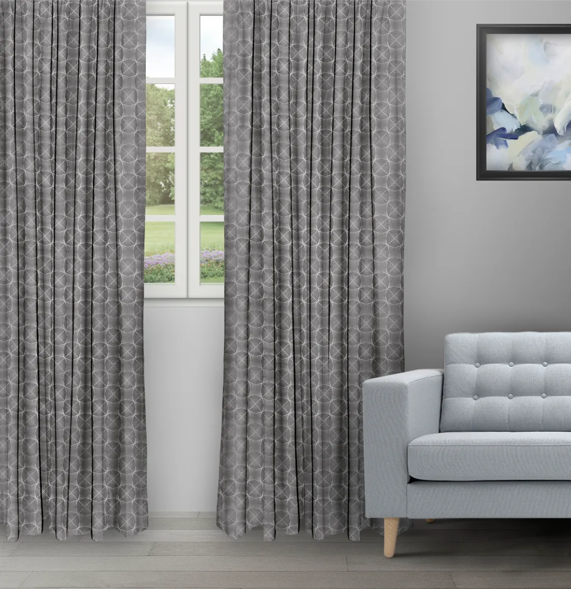 Curtains Ambrosia Ash Grey - Ripple Fold image Curtains Ambrosia - Ash Gray Ripple Fold Drapes - Image 1