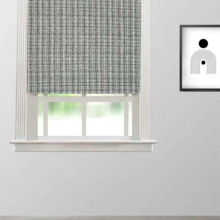 Roman Shades | Dasma - Black and White Roman Shade | Curtain Avenue