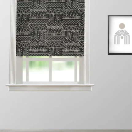 Roman Shades | Doris - Black and White Roman Shade | Curtain Avenue