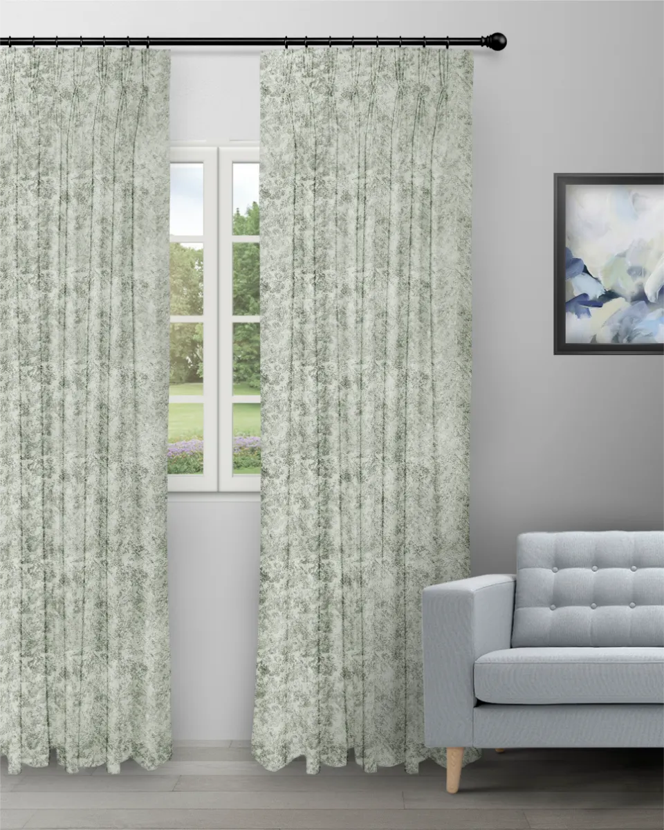 Drizzle Sage - Curtain (Webp) Drizzle- Sage Color Custom Curtains - Image 1
