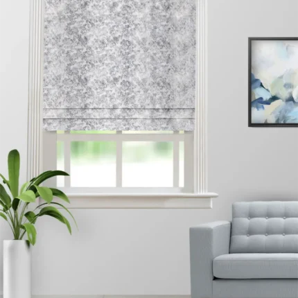 Roman Shades | Drizzle Steel - Roman Shade (Webp) | Curtain Avenue