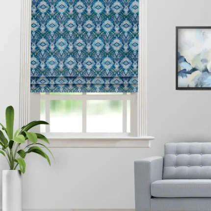 Roman Shades | Ester Pool Blue - Roman Shade (Webp) | Curtain Avenue