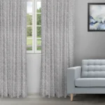 Floral Athena - Silver Color Ripple Fold Drapes