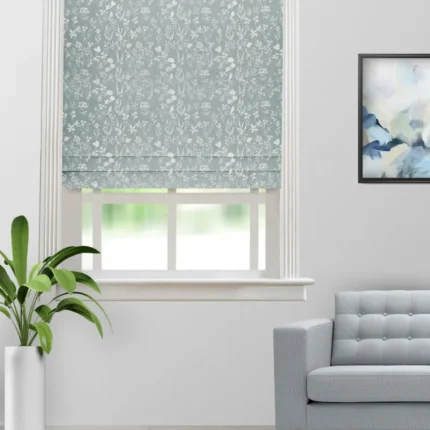 Roman Shades | Floral Athena Sky -Roman Shade (Webp) | Curtain Avenue