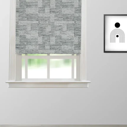 Roman Shades | Hunter - Black and White Roman Shade | Curtain Avenue