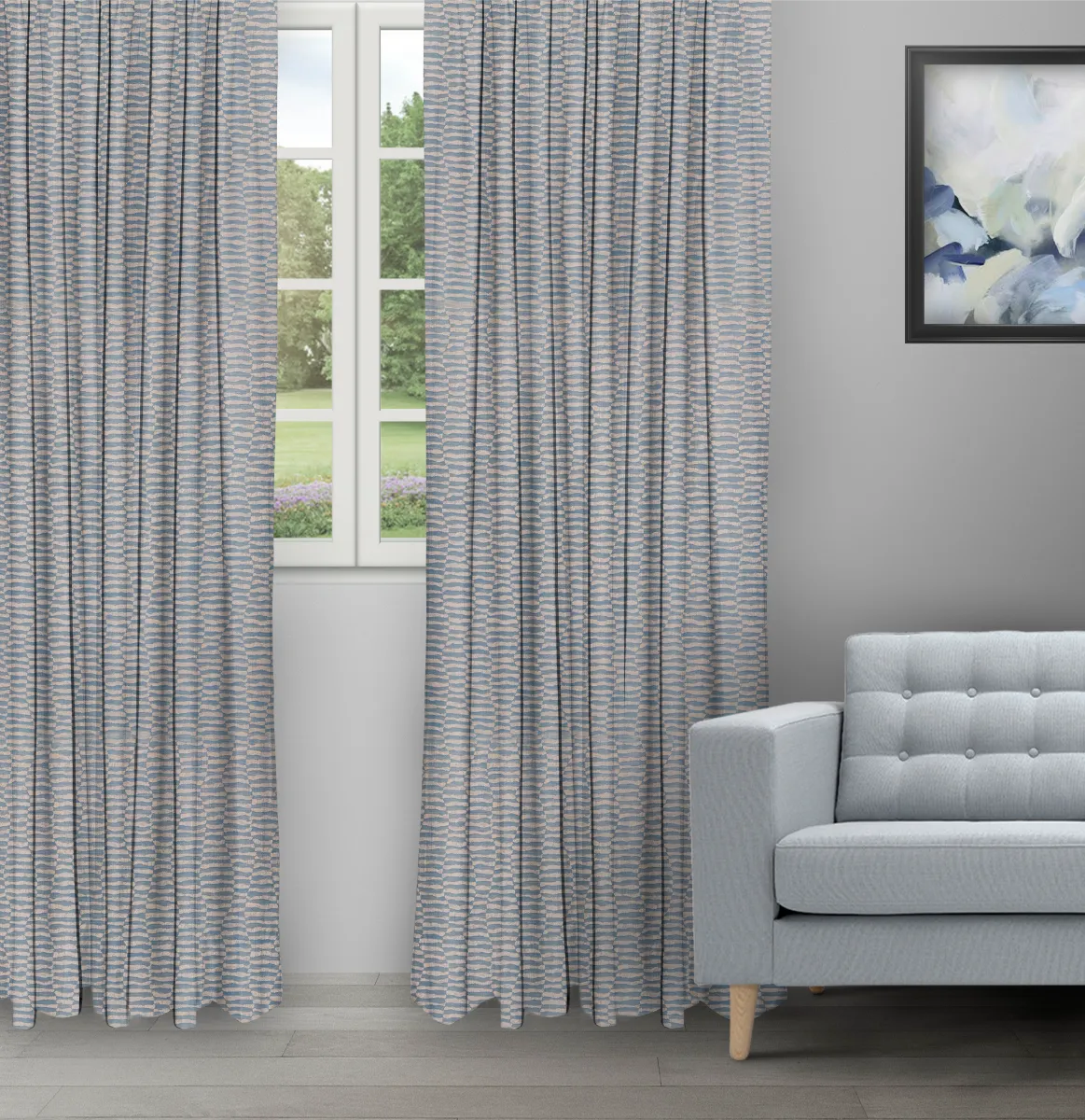 Landscape Dusky Blue - Ripple Fold image Landscape - Dusky Blue Ripple Fold Drapes - Image 1