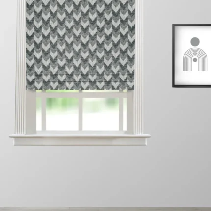 Roman Shades | Missile - Black and White Roman Shade | Curtain Avenue