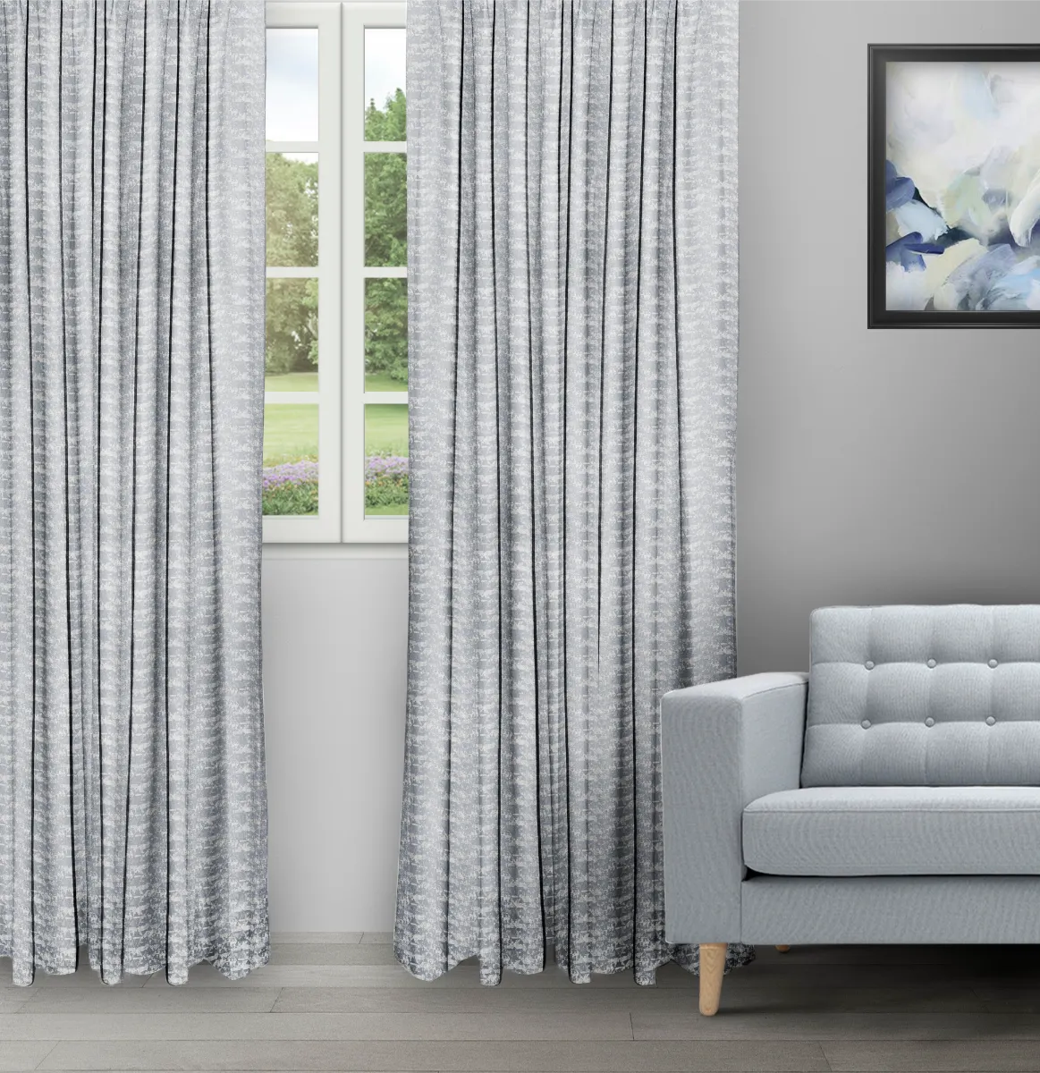 Pyramid Dusty Blue - Ripple Fold image Pyramid - Dusky Blue Ripple Fold Drapes - Image 1