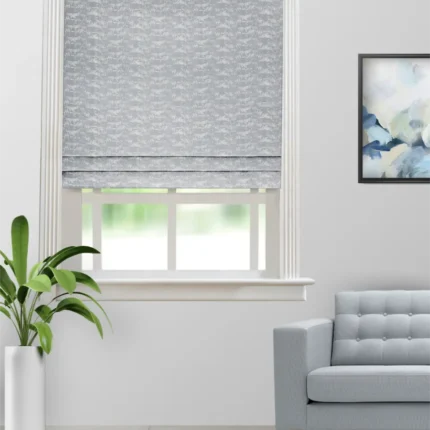 Roman Shades | Pyramid Dusty Blue - Roman Shade (Webp) | Curtain Avenue