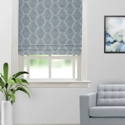 Roman Shades | Quinlan Antique Blue - Roman Shade (Webp) | Curtain Avenue