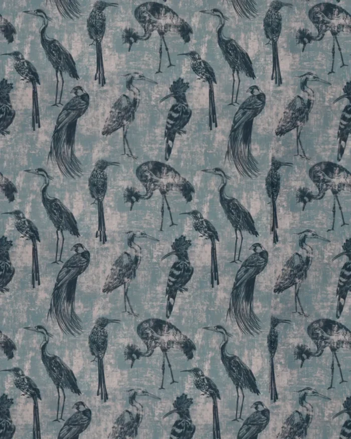Safari Birds - Aegean Teal Ripple Fold Drapes - Image 3