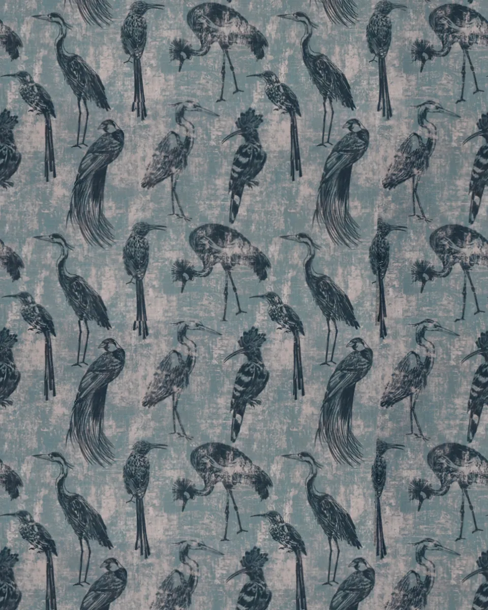 Safari Birds-Aegean Teal Regular (Webp) Safari Birds - Aegean Teal Fabric Swatch - Image 1