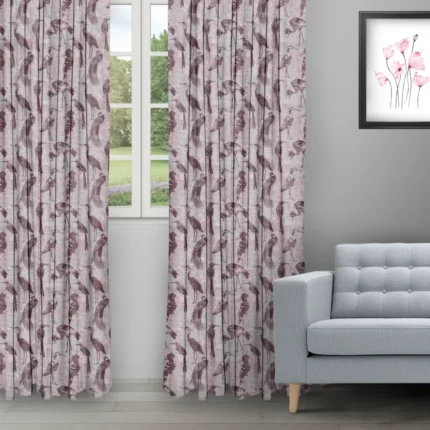 Ripple Fold Drapes | Safari Birds - Plum Ripple Fold (Webp) | Curtain Avenue