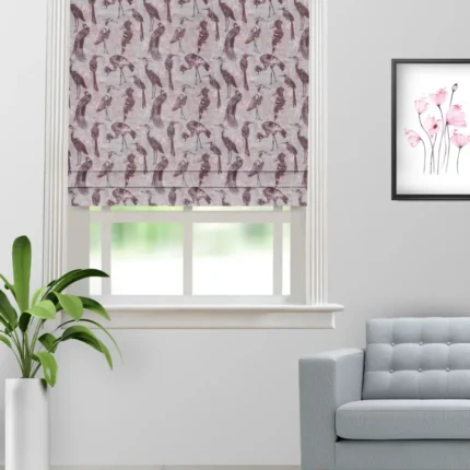 Roman Shades | Safari Birds - Plum Roman Shade (Webp) | Curtain Avenue