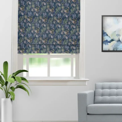 Roman Shades | Serene Drapes - Teal Blue Roman Shade (Webp) | Curtain Avenue