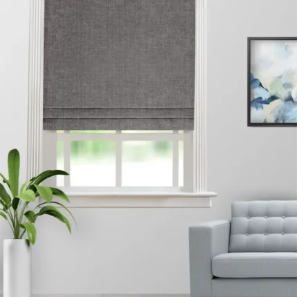 Roman Shades | Somera Charcoal - Roman Shade (Webp | Curtain Avenue