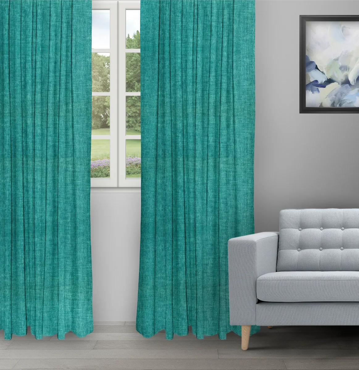 Somera Teal Blue - Ripple Fold image Somera - Teal Blue Ripple Fold Drapes - Image 1