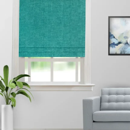 Roman Shades | Somera Teal Blue -Roman Shade (Webp) | Curtain Avenue