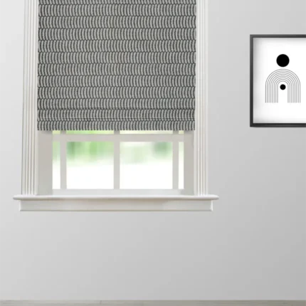 Roman Shades | Stacy - Black and White Roman Shade | Curtain Avenue