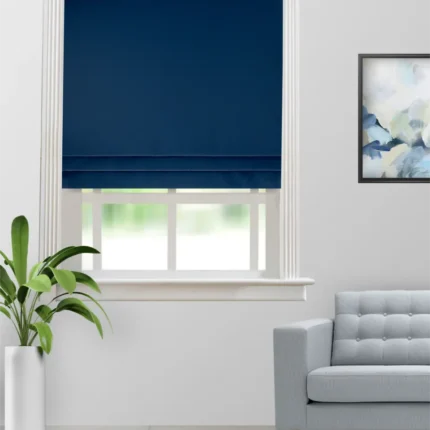 Roman Shades | Swizz Navy Blue - Roman Shade image | Curtain Avenue