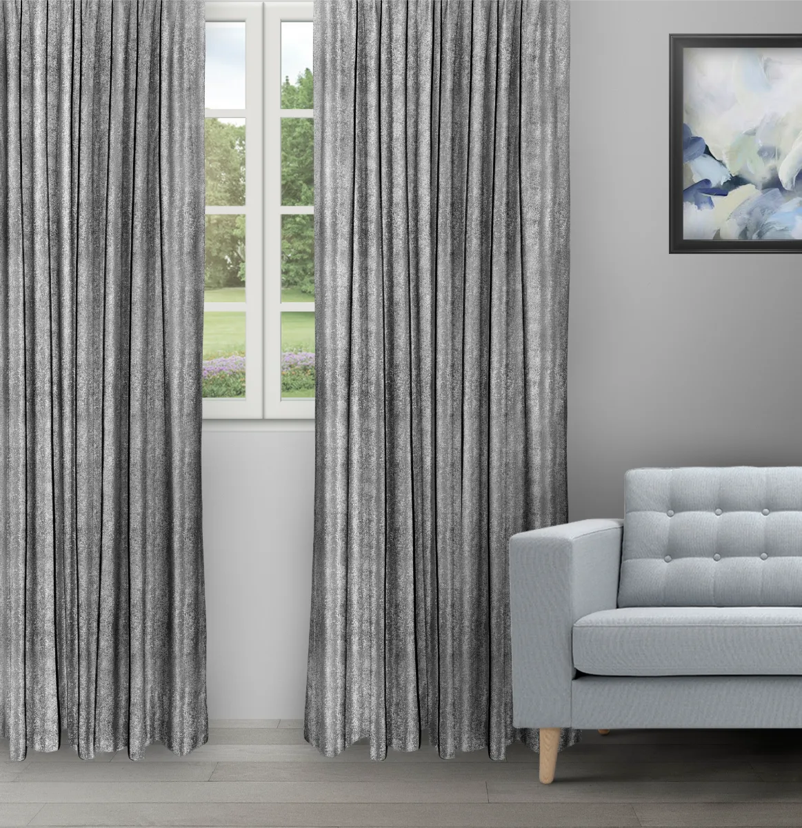 Textured Ambro Ash Grey - Ripple Fold image Textured Ambro - Ash Gray Ripple Fold Drapes - Image 1
