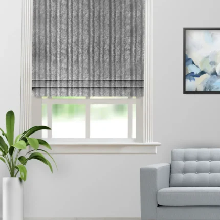 Roman Shades | Textured Ambro Ash Grey - Roman Shade (Webp) | Curtain Avenue