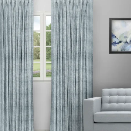 Curtains | Textured Ambro Blue Bell Curtain (Webp) | Curtain Avenue
