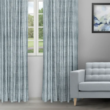 Ripple Fold Drapes | Textured Ambro Blue Bell Ripple Fold (Webp) | Curtain Avenue